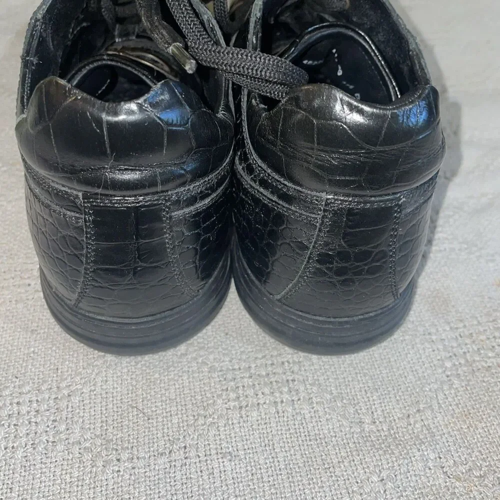Salvatore Ferragamo Men’s Croc Motif Athletics Size 11.5 D Black Leather Luxury